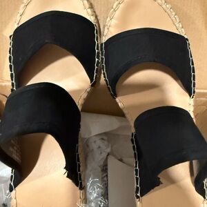 JustFab Black and Tan Women's Sandals